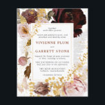 Budget Gold Burgundy Dusty Pink Wedding Invitation<br><div class="desc">Elegant and traditional burgundy and blush pink flowers foliage are surrounded by gold accents.  This item is part of the Gold,  Burgundy and Blush Pink Wedding Suite collection.</div>