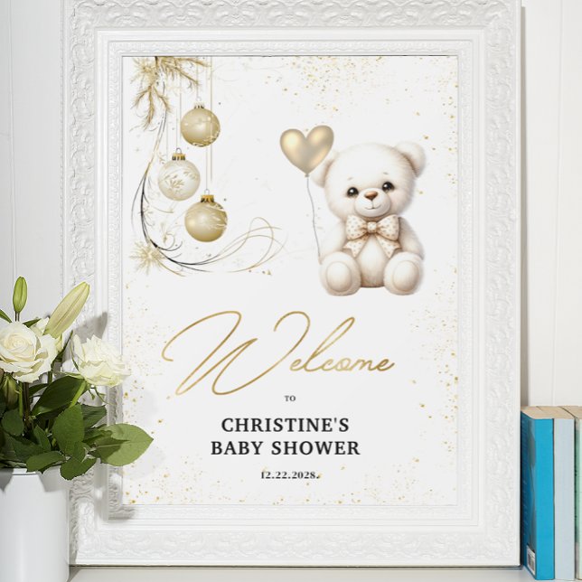 Budget Gold Christmas Baby Shower Welcome Poster (Creator Uploaded)