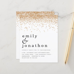Budget Gold Confetti Glitter Wedding Invitation