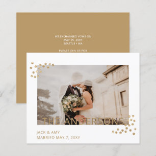 Budget Gold Confetti Photo Wedding Announcement