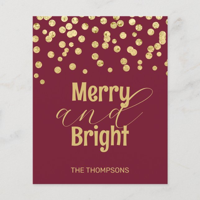 Budget Gold Confetti Red Christmas Card (Front)