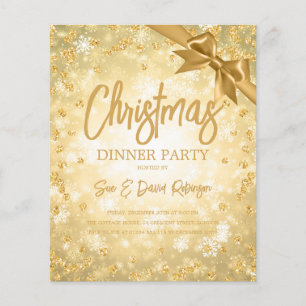 Budget Gold Diamonds Glitter Xmas Holiday Invite  Flyer