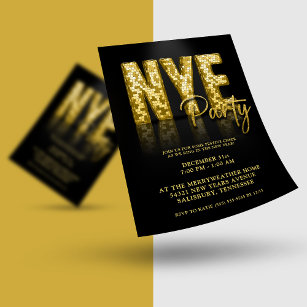 Budget Gold Disco Glitter New Years Eve FLYER