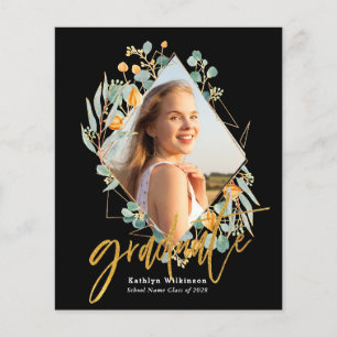 BUDGET Gold Eucalyptus Geometric Grad Announcement Flyer