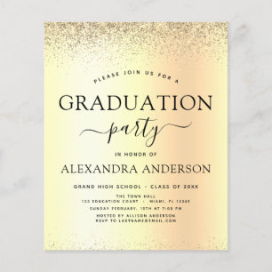 Budget Gold Glitter 2023 Graduation Party Flyer