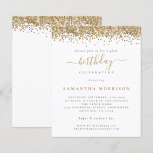 Budget Gold Glitter Any Age Birthday Party Invite