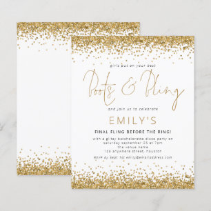 BUDGET Gold Glitter Bachelorette Disco Invite