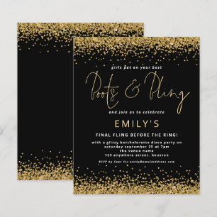 BUDGET Gold Glitter Black Bachelorette Disco