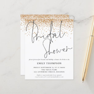 Budget Gold Glitter Bridal Shower Invitation