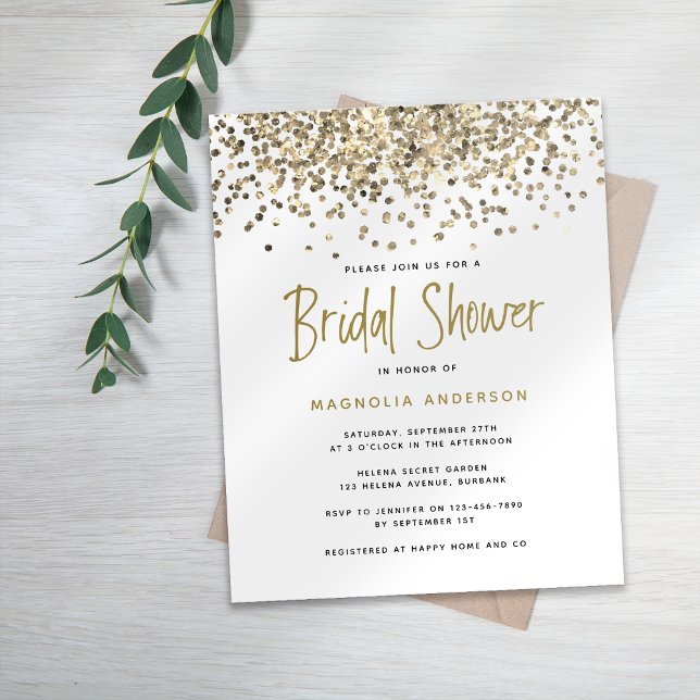 BUDGET Gold Glitter Bridal Shower Invitation (Creator Uploaded)