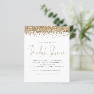 Budget Gold Glitter Bridal Shower Invitation