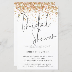Budget Gold Glitter Bridal Shower Invitation