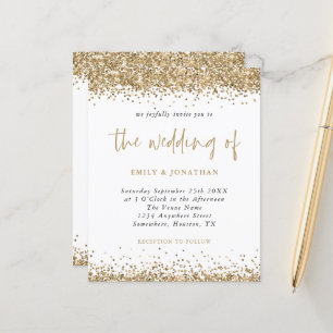 Budget Gold Glitter Confetti Wedding Invitation
