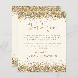 Budget Gold Glitter Cream Engagement Thank You