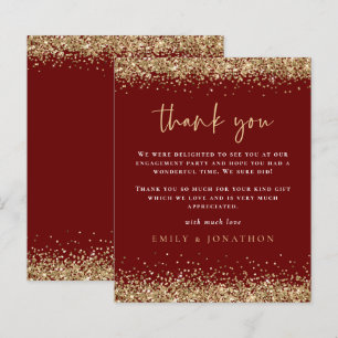 Budget Gold Glitter Engagement Burgundy Thank You