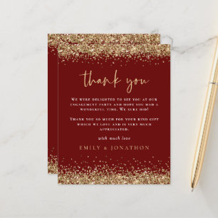Budget Gold Glitter Engagement Burgundy Thank You