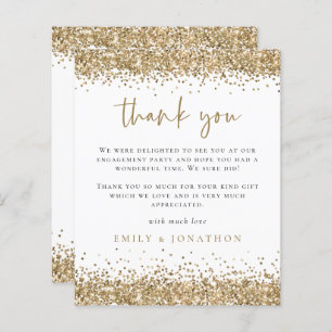 Budget Gold Glitter Engagement Party Thank You