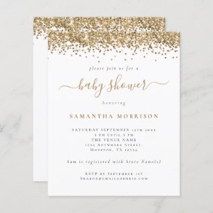 Budget Gold Glitter Girl or Boy Baby Shower Invite