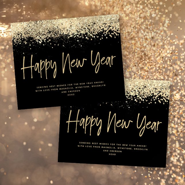 BUDGET Gold Glitter Happy New Year Card (Creator Uploaded)