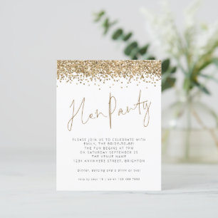 Budget Gold Glitter Hen Party Invitation