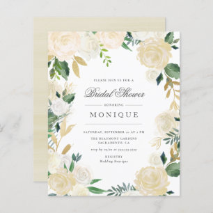 Budget Gold Glitter & Ivory Floral Bridal Shower