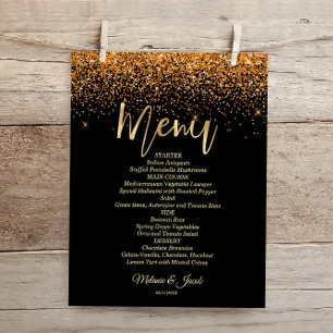 Budget Gold Glitter Luxury Flat Menu Card