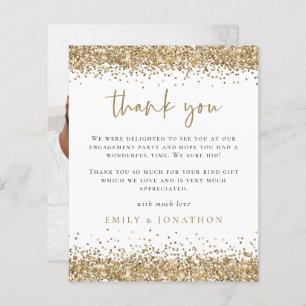 Budget Gold Glitter Photo Engagement  Thank You