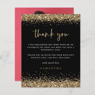Budget Gold Glitter Photo Fiftieth Black Thank You