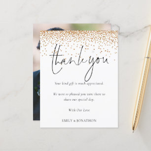 Budget Gold Glitter Photo Wedding Thank You
