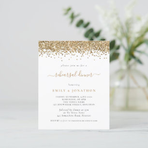 Budget Gold Glitter Rehearsal Dinner Invitation