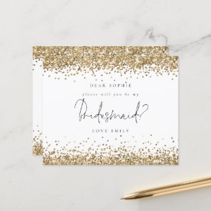 Budget Gold Glitter Script Bridesmaid Request