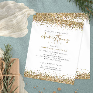 Budget Gold Glitter Script Christmas Party Invite