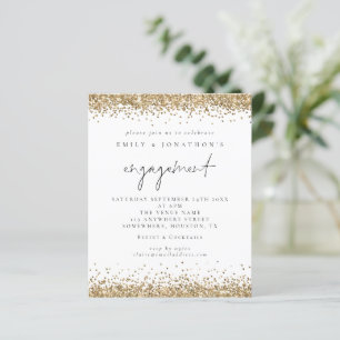 Budget Gold Glitter Script Engagement Invitation