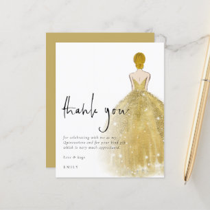 Budget Gold Gown Blonde Girl Quinceañera Thanks