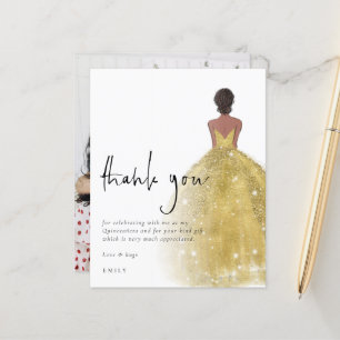 Budget Gold Gown Photo Quinceañera Thank You