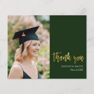 BUDGET Gold Green Modern Photo Grad Thank you Flyer