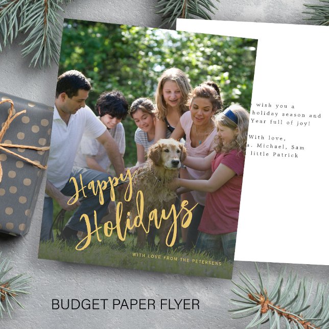 Budget gold Happy Holidays photo Holiday Card (Creator Uploaded)