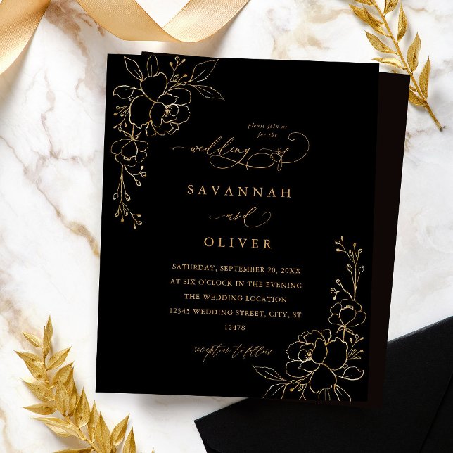 Budget Gold Lined Floral Black & Gold Wedding (Creator Uploaded)