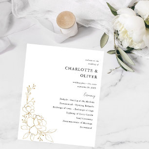 Budget Gold Lined Floral Wedding Ceremony Flyer