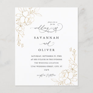 Budget Gold Lined Floral Wedding Flyer