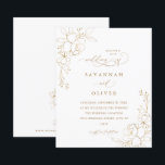 Budget Gold Lined Floral White & Gold Wedding<br><div class="desc">** SATIN PAPER IS PAPER THIN. UPGRADE THE PAPER FOR A THICKER PAPER. HAS AN OPTION FOR ENVELOPES. *** Save money on invitations with this smaller invitation that has an option for envelopes. Get your guests ready for the amazing wedding with your Gold Lined Floral White & Gold Wedding invitation....</div>