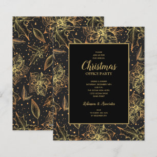 Budget Gold Poinsettias Christmas Invitations