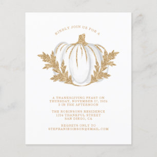 Budget Gold Pumpkin Thanksgiving Dinner Invitation