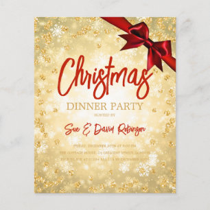 Budget Gold Red Diamonds Glitter Xmas Invite Flyer