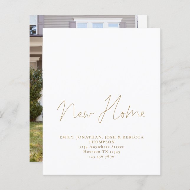 Budget Gold Script New Home Address  (Front/Back)