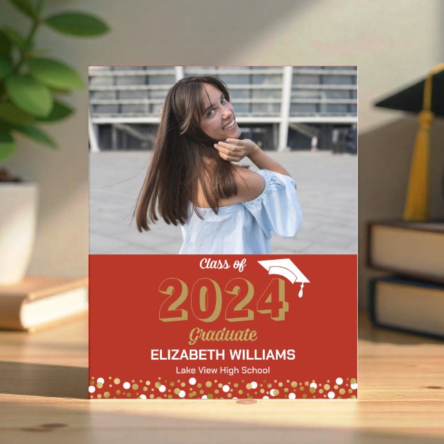 Budget Gold Script Photo Graduation Announcement (Creator Uploaded)