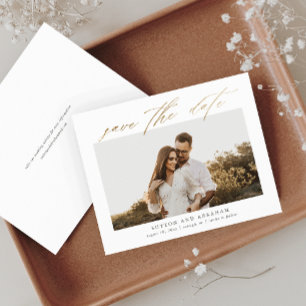 Budget Gold Script Photo Save the Date