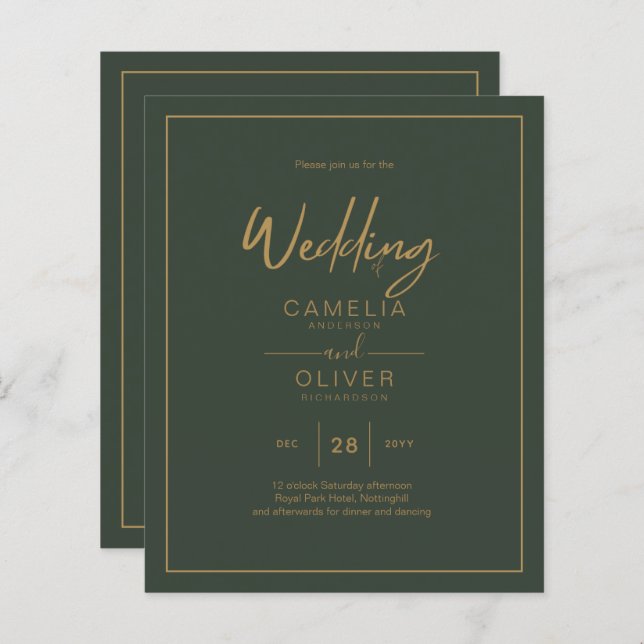 BUDGET Gold Text Script Elegant Modern (Front/Back)