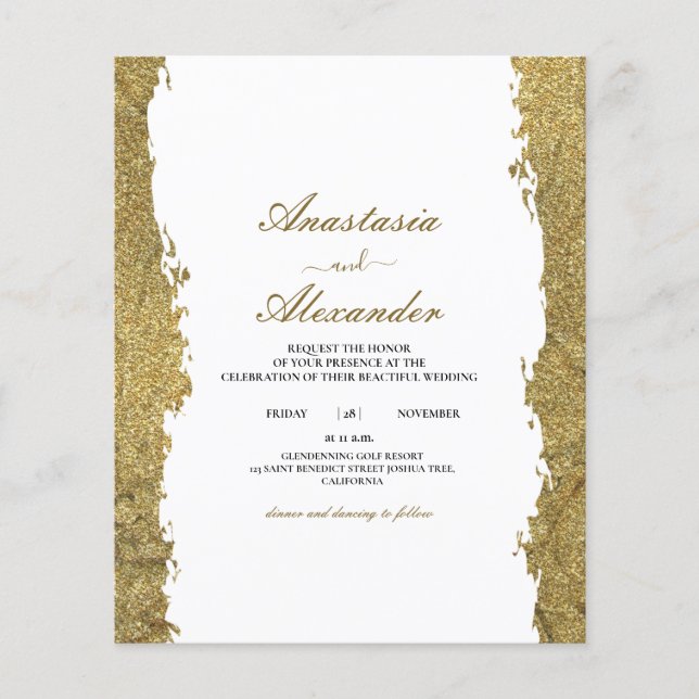 Budget/Gold Wedding invitation. Flyer (Front)