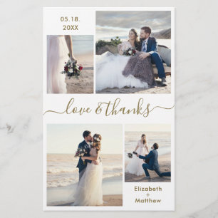 Budget Gold White Collage Wedding Thank You Flyer